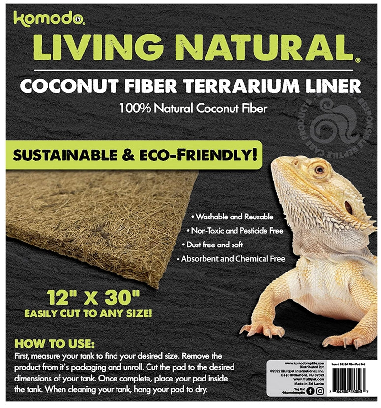 1 count Komodo Living Natural Coconut Fiber Terrarium Liner 12 x 30 Inch