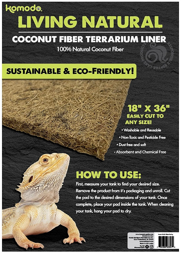 Komodo Living Natural Coconut Fiber Terrarium Liner 18 x 36 Inch - PetMountain.com