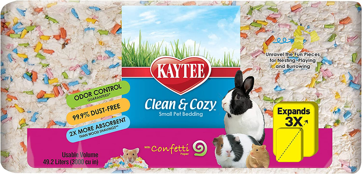 196.8 liter (4 x 49.2 L) Kaytee Clean and Cozy with Confetti Paper Small Pet Bedding with Odor Control