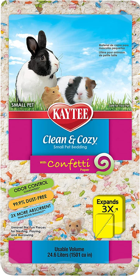 Kaytee Clean and Cozy with Confetti Paper Small Pet Bedding with Odor Control - PetMountain.com