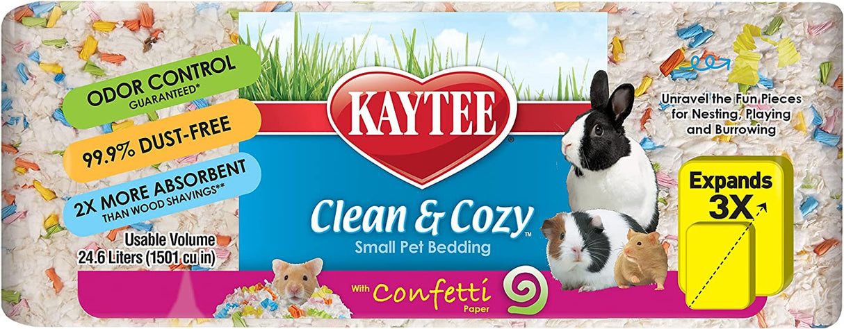 73.8 liter (3 x 24.6 L) Kaytee Clean and Cozy with Confetti Paper Small Pet Bedding with Odor Control