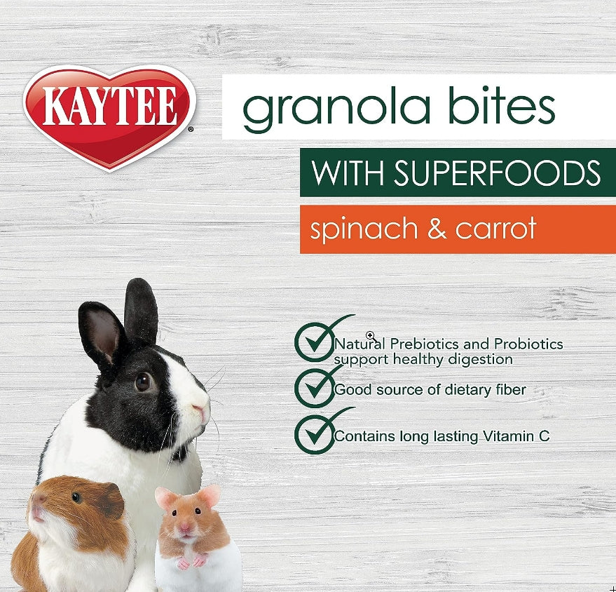 108 oz (24 x 4.5 oz) Kaytee Granola Bites with Super Foods Spinach and Carrot