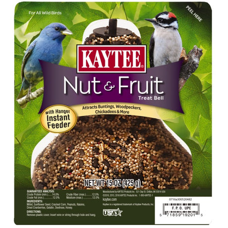 90 oz (6 x 15 oz) Kaytee Nut and Fruit Treat Bell for Wild Birds