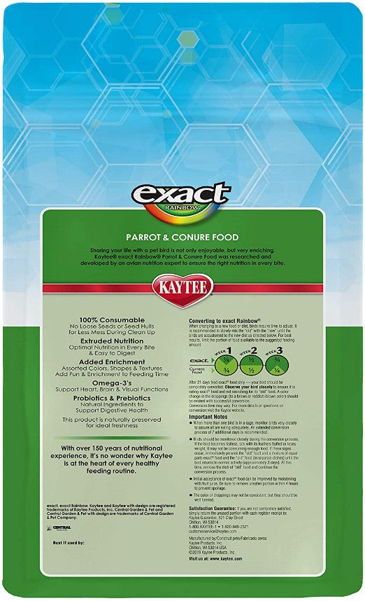 12 lb (3 x 4 lb) Kaytee Exact Rainbow Optimal Nutrition Diet Parrot and Conure