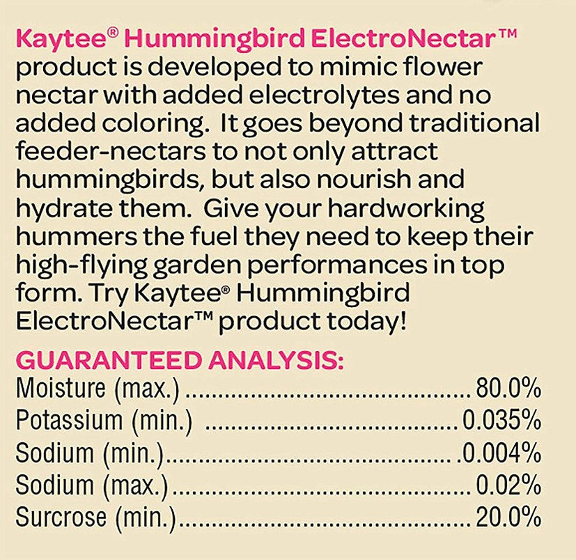 256 oz (4 x 64 oz) Kaytee ElectroNectar Hummingbird Nectar