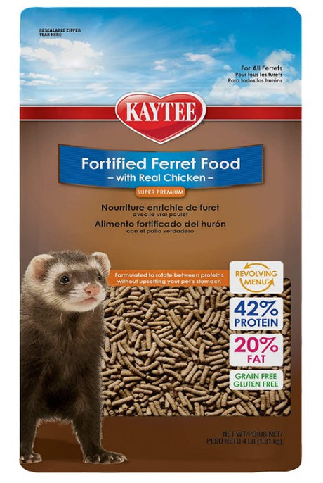 12 lb (3 x 4 lb) Kaytee Fortified Ferret Diet with Real Chicken