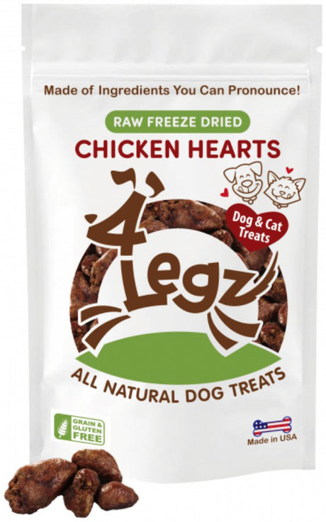4Legz Freeze Dried Chicken Hearts Dog Treats - PetMountain.com