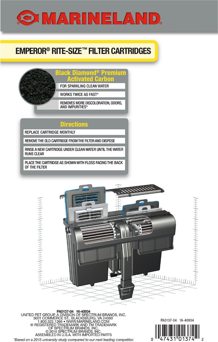 12 count (3 x 4 ct) Marineland Rite-Size E Cartridge (Emperor 280 and 400)