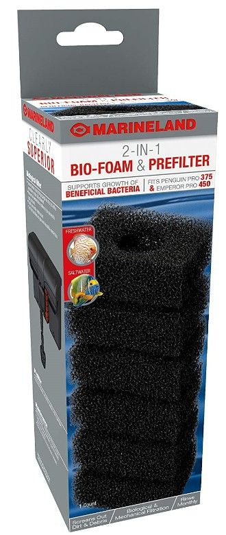 1 count Marineland 2 in 1 Bio Foam Prefilter Penguin Pro 375 and Emperor Pro 450