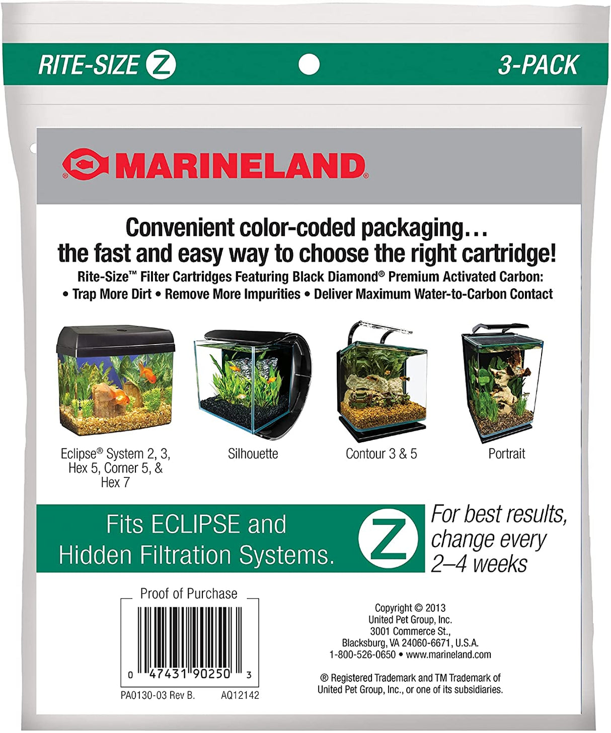 Marineland Rite-Size Z Cartridge (Eclipse Explorer, System 2 and 3, Corner 5, Hex 5 and 7) - PetMountain.com