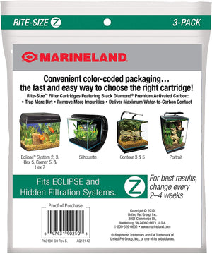 18 count (6 x 3 ct) Marineland Rite-Size Z Cartridge (Eclipse Explorer, System 2 and 3, Corner 5, Hex 5 and 7)