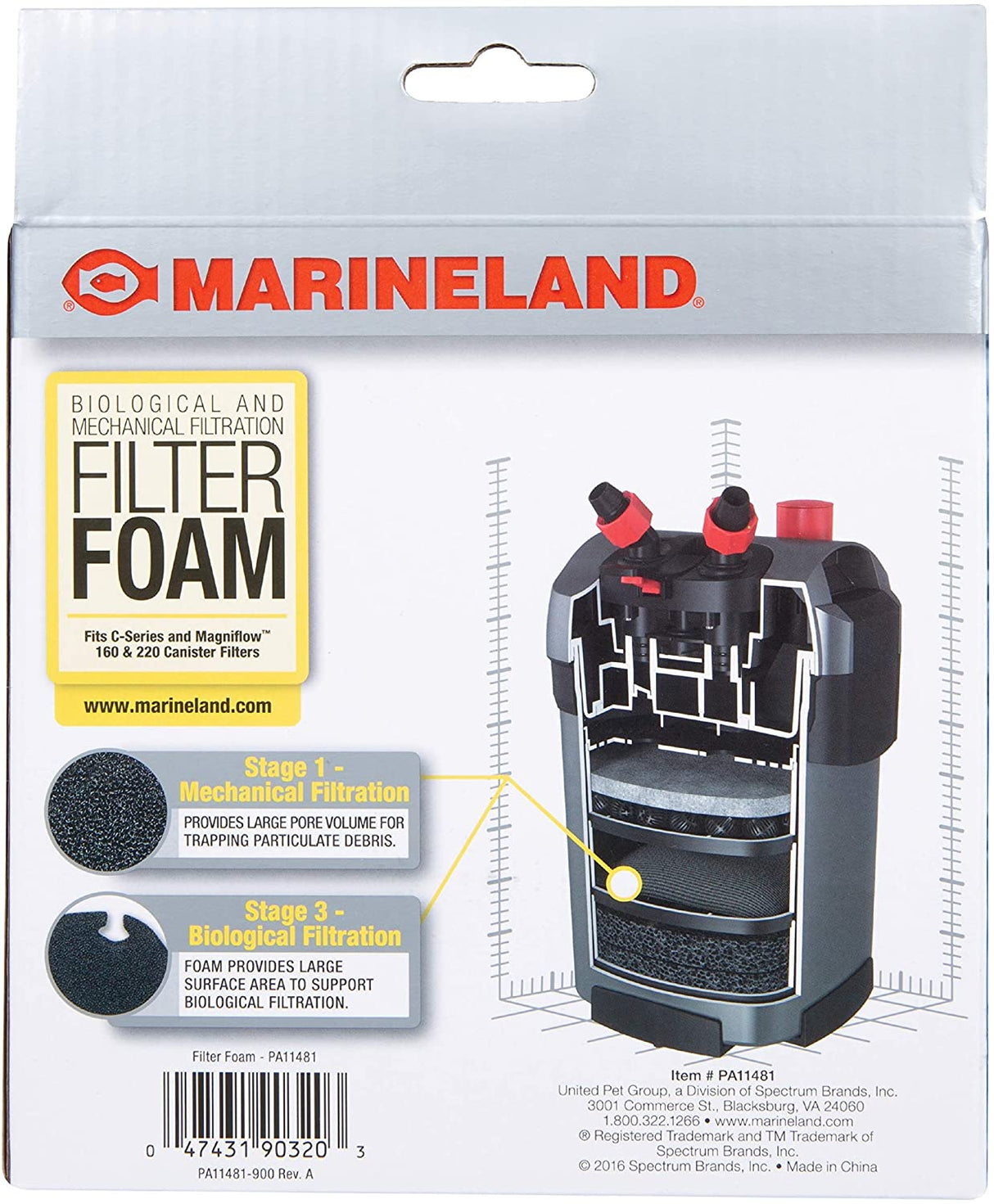 2 count Marineland Rite Size S Filter Foam for Magniflow and C-Series Filters