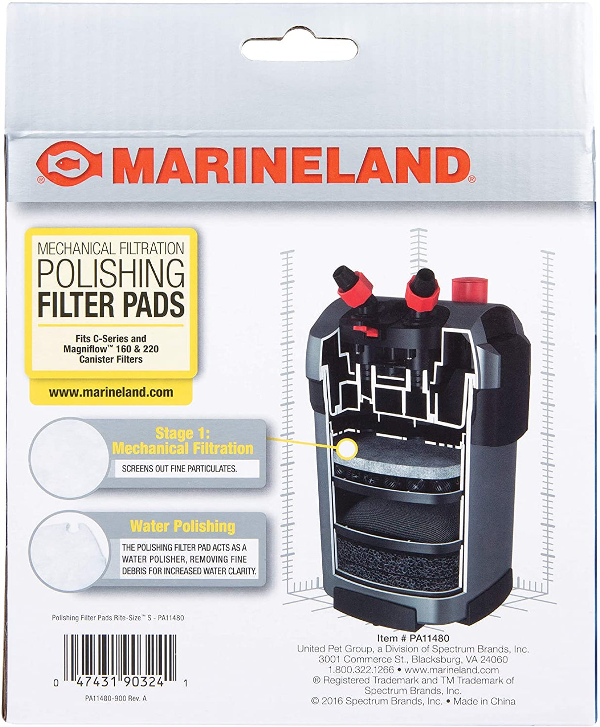 2 count Marineland Polishing Filter Pads for Canister Filters Rite-Size S