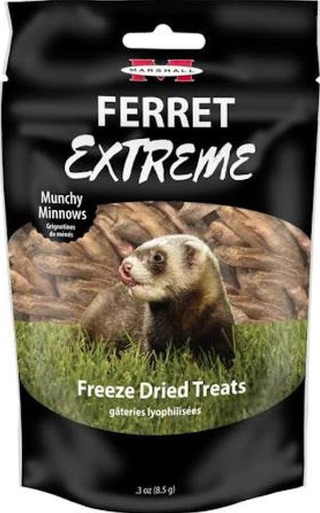 1.8 oz (6 x 0.3 oz) Marshall Ferret Extreme Munchy Minnows Freeze Dried Ferret Treat