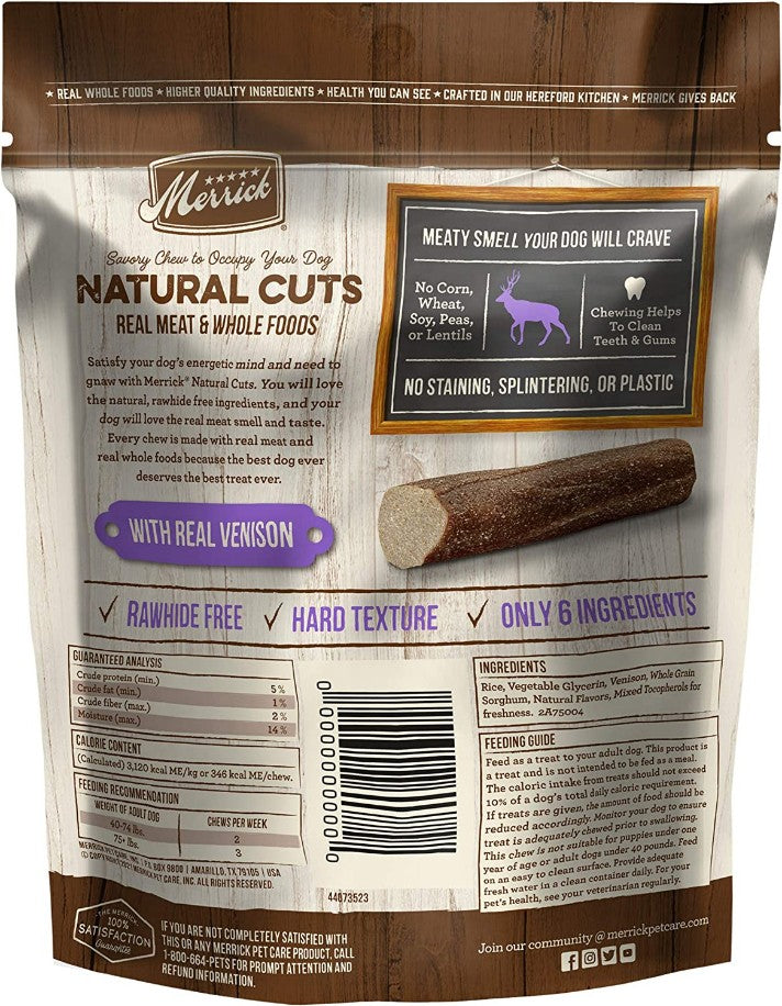 3 count Merrick Natural Cut Venison Chew Treats Large