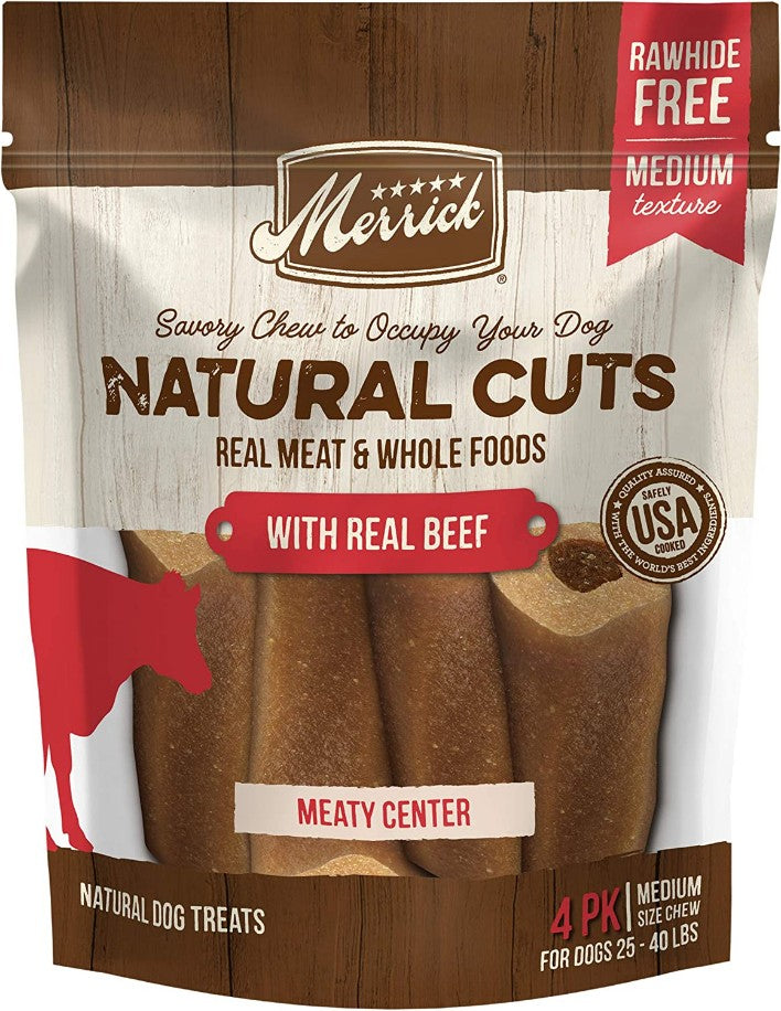 28 count (7 x 4 ct) Merrick Natural Cut Beef Chew Treats Medium