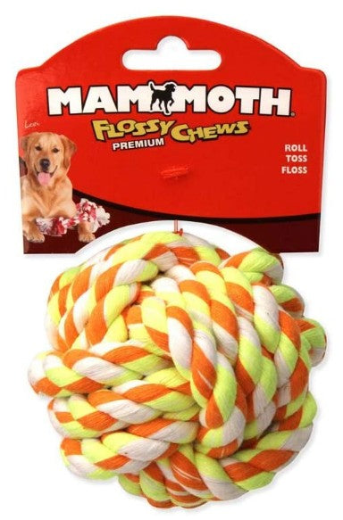 1 count Mammoth Cotton Blend Monkey Fist Ball Flossy Dog Toy 2.5" Mini