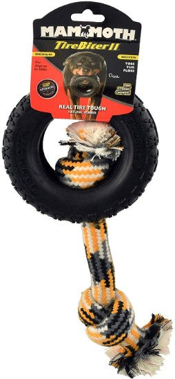 1 count Mammoth Tire Biter II Dog Toy with Rope Medium