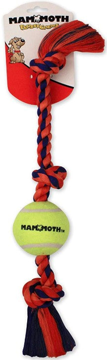 Mammoth Pet Flossy Chews Color 3 Knot Tug with Tennis Ball Mini Assorted Colors - PetMountain.com