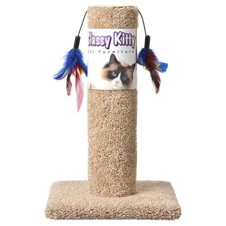 North American Classy Kitty Cat Scratching Post with Feathers - PetMountain.com