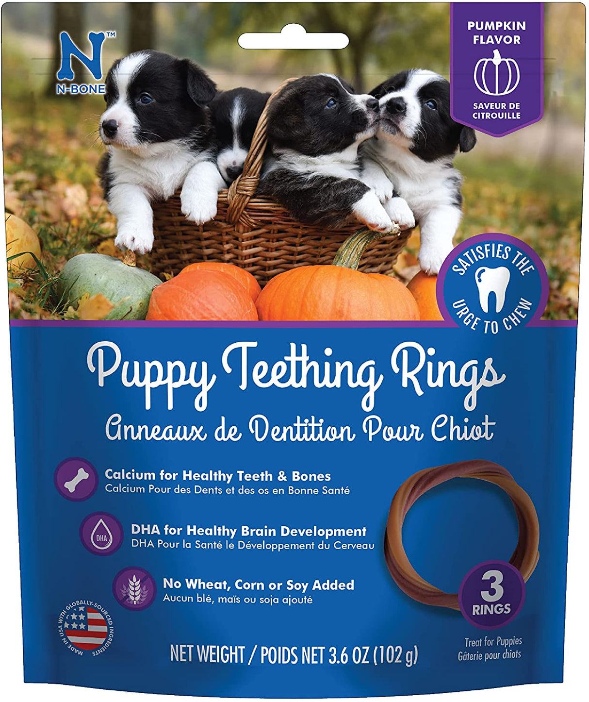 36 count (12 x 3 ct) N-Bone Puppy Teething Ring Pumpkin