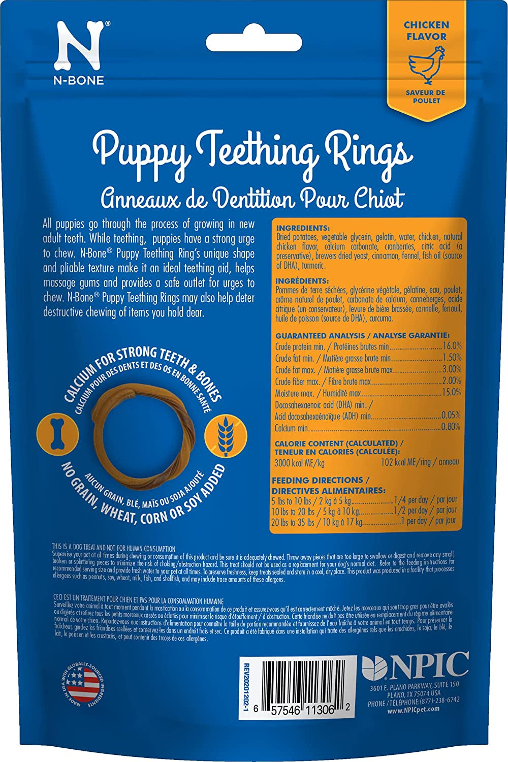 36 count (6 x 6 ct) N-Bone Grain Free Puppy Teething Rings Chicken Flavor
