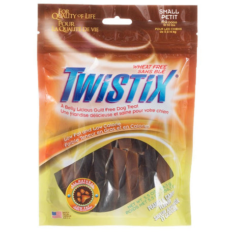 44 oz (8 x 5.5 oz) Twistix Peanut and Carob Flavor Dog Treats Small
