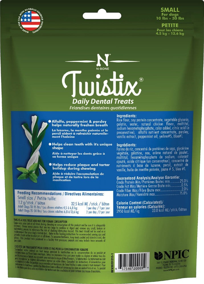 44 oz (8 x 5.5 oz) Twistix Vanilla Mint Flavor Dog Treats Small