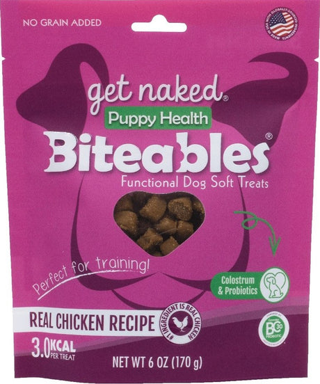 72 oz (12 x 6 oz) Get Naked Puppy Health Biteables Soft Dog Treats Chicken Flavor