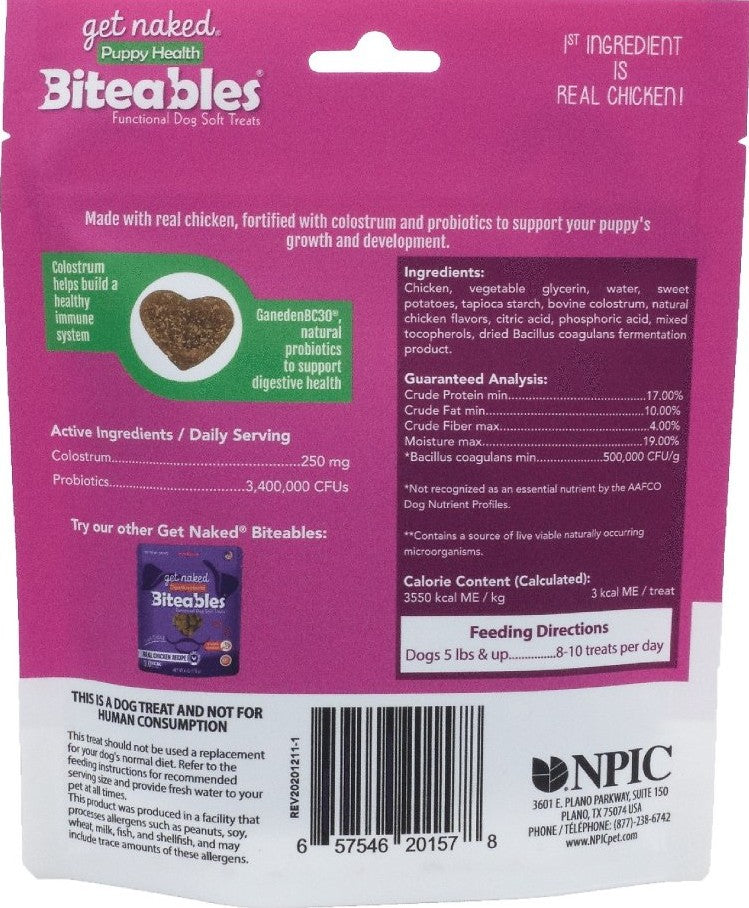 Get Naked Puppy Health Biteables Soft Dog Treats Chicken Flavor - PetMountain.com