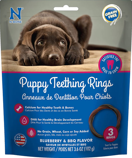 3 count N-Bone Puppy Teething Ring Blueberry and BBQ Flavor