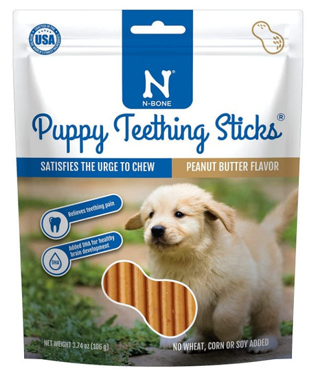3.74 oz N-Bone Puppy Teething Sticks Peanut Butter Flavor