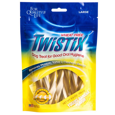 66 oz (12 x 5.5 oz) Twistix Yogurt Banana Flavor Large Dog Treats