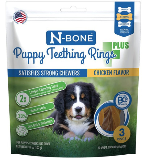 18 count (6 x 3 ct) N-Bone Puppy Teething Rings Plus Chicken Flavor