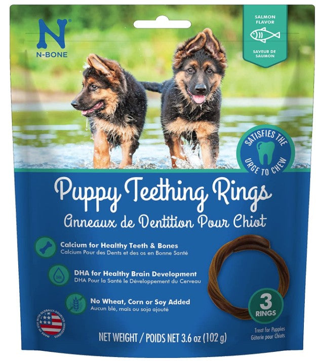 18 count (6 x 3 ct) N-Bone Puppy Teething Rings Salmon Flavor