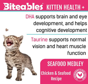 18 oz (6 x 3 oz) Get Naked Kitten Health Biteables Seafood Medley Flavor