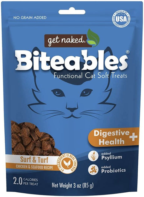 3 oz Get Naked Digestive Health Biteables Soft Cat Treats Surf and Turf Flavor