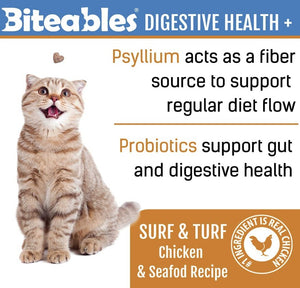 18 oz (6 x 3 oz) Get Naked Digestive Health Biteables Soft Cat Treats Surf and Turf Flavor