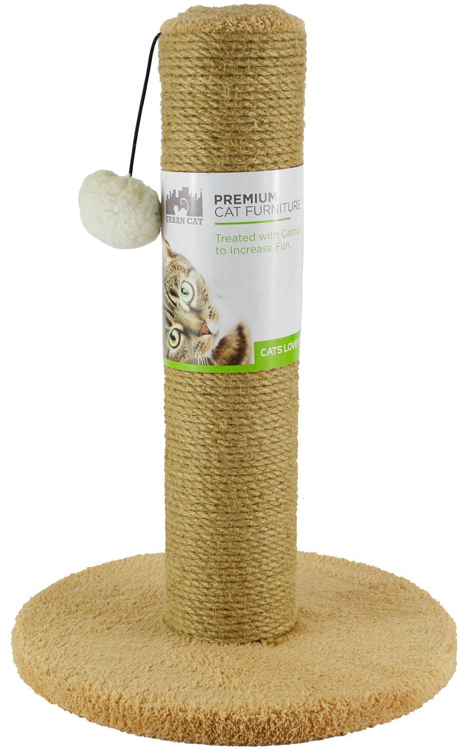 North American Plush Cat Post with Jute Wheat