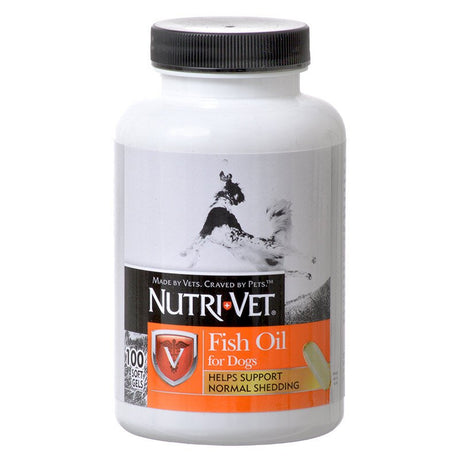 400 count (4 x 100 ct) Nutri-Vet Fish Oil for Dogs Soft Gels Helps Support Normal Shedding