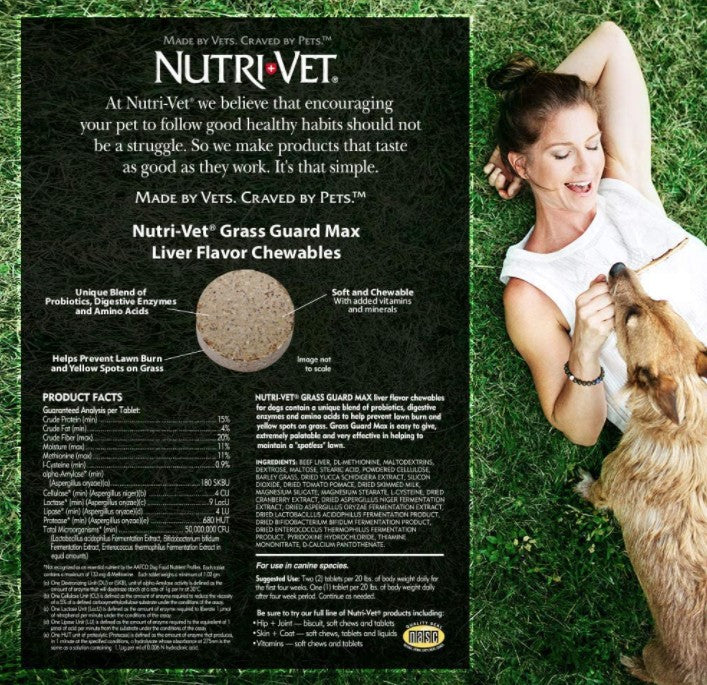 365 count Nutri-Vet Grass Guard Max Chewable Tablets for Dogs