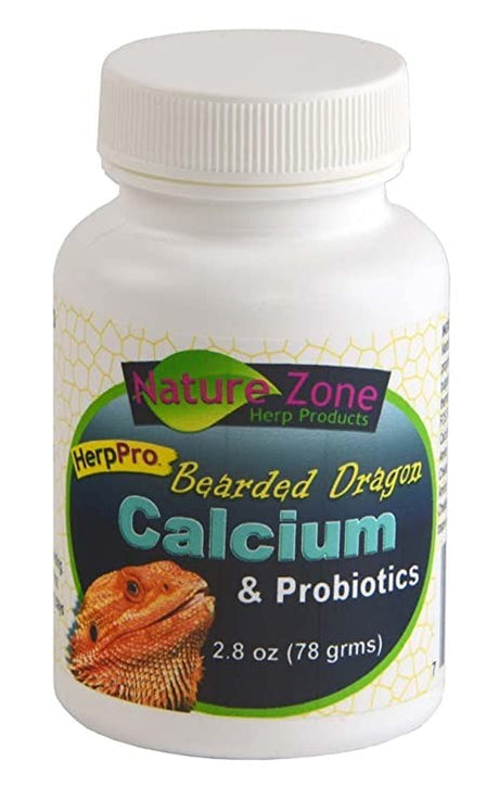 25.2 oz (9 x 2.8 oz) Nature Zone Herp Pro Bearded Dragon Calcium and Probiotics