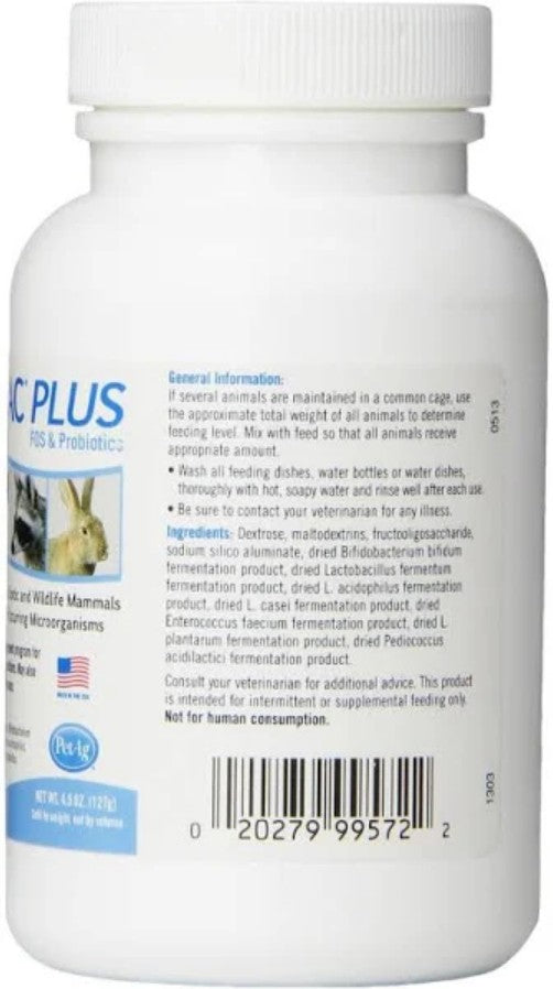 4.5 oz PetAg Bene-Bac Plus Powder Fos Prebiotic and Probiotic for Dogs, Cats, Exotic and Wildlife Mammals