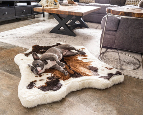 Small - 1 count Paw Puprug Animal Print Memory Foam Dog Bed Brown Faux Cowhide