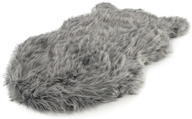 Small/Medium - 1 count Paw PupRug Faux Fur Orthopedic Dog Bed Grey