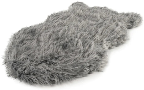 Large/Extra Large - 1 count Paw PupRug Faux Fur Orthopedic Dog Bed Grey