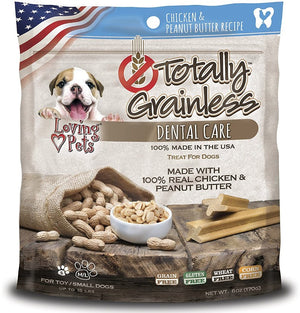 Loving Pets Totally Grainless Chicken and Peanut Butter Dental Chews Small - PetMountain.com