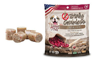 120 oz (20 x 6 oz) Loving Pets Totally Grainless Sausage Bites Chicken and Cranberry