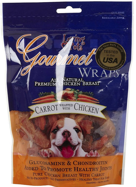 48 oz (8 x 6 oz) Loving Pets Gourmet Wraps Carrot and Chicken