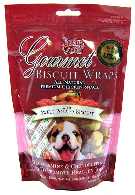 96 oz (12 x 8 oz) Loving Pets Gourmet Biscuit Wraps with Sweet Potato Biscuit